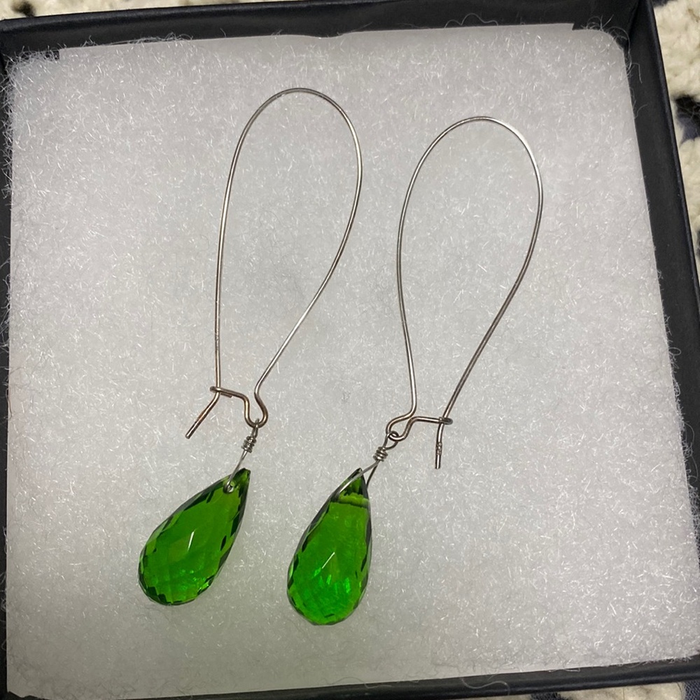 Handmade green quartz earrings